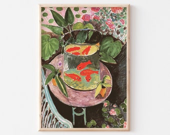 Matisse Goldfish Art Print, Colorful Modern Wall Decor