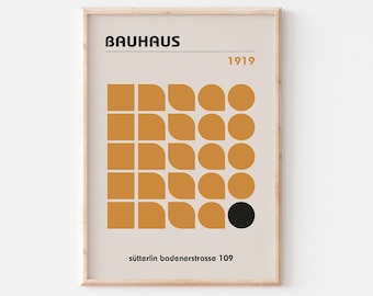 Bauhaus Exhibition Poster, Mid-Century Geometric Art Print (UNFRAMED)