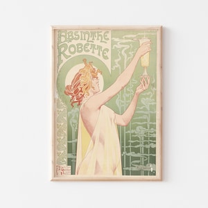 Vintage Absinth Druck, Werbeplakat, Pastell Wanddekor, Absinth Robette Likör Druck, UNGERAHMT