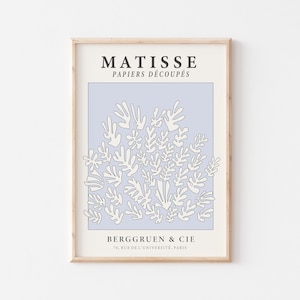 Matisse Art Print, Papiers Découpés Exhibition Poster, Sky Blue Home Decor, The Sheaf Organic Shapes Art, UNFRAMED