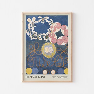 Hilma Af Klint Printable Poster, Vintage Exhibition Poster, Ten Largest Childhood Print, Abstract Colorful Wall Art