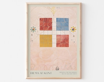 Hilma Af Klint Printable Poster, Vintage Exhibition Print, The Ten Largest No. 10 Old Age Print, Abstract Colorful Wall Art