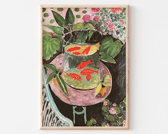 Matisse Goldfish Bowl Print, Colorful Modern Art (Digital Download)