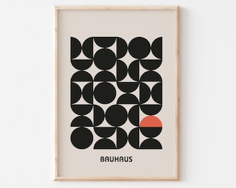 Bauhaus Art Print, Geometric Minimalist Poster, Mid-Century Modern Wall Decor