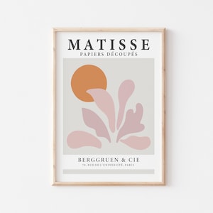 Póster de Matisse, Arte de pared rosa rubor, Impresión de arte con recortes de Matisse, Póster de exposición, Impresión de arte abstracto moderno, SIN MARCO