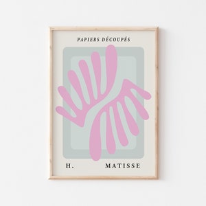 Printable Matisse Poster, Matisse Cutout Art Print, Colorful Pink And Blue Danish Pastel Home Decor, Vintage Exhibition Print