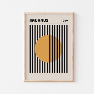 Mid-Century Art PRINTABLE Poster, Bauhaus Exhibition Poster, Minimalist Wall Art, Geometric Art Print, Yellow Black Print, Digital Download