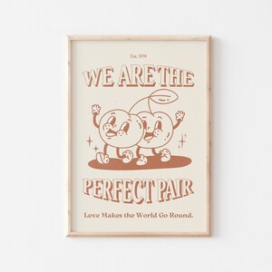 Ciliegie retrò dei cartoni animati STAMPABILE, arte della parete mascotte vintage, poster di personaggi retrò, arte della parete rossa, stampa d'arte citazione d'amore, arte della parete dell'amicizia