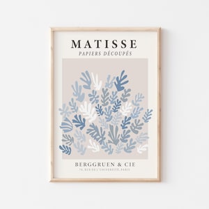 Sky Blue Wall Art, Matisse Cutouts Printable, Exhibition Poster, Modern Abstract Digital Art Print