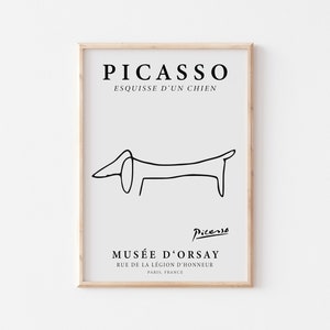 Picasso ART PRINT, Poster Dachshund Dog Line Art, Vintage Exhibition Poster, Minimalist Abstract Line Drawing, Black and White Decor