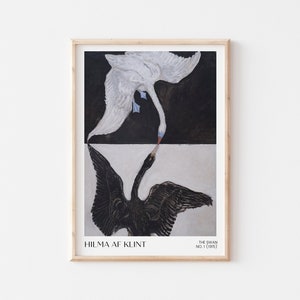 Hilma Af Klint Svan Konsttryck, Abstrakt Svartvit Djurdekor (URRAMAD)