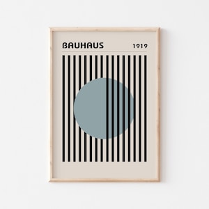 Mid-Century ART PRINT, Bauhaus Exhibition Poster, Modern Abstract Wall Art, Geometric Art Print, Sky Blue Home Decor, UNFRAMED