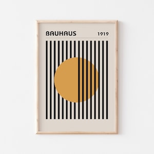 Mid-Century Art Print, Bauhaus Exhibition Poster, Minimalist Wall Art, Geometric Art Print, Yellow Wall Art, UNFRAMED