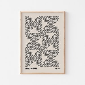 Bauhaus Print, Vintage Exhibition Poster, Beige and Black Wall Art, Mid-Century Modern Home Decor, Geometric Art Print, UNFRAMED