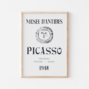 Exhibition Poster, Picasso Printable Wall Art, Musée D&#39;Antibes Museum Print, Digital Vintage Art Print
