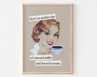 Retro Office Woman Art Print, Funny Work Quote (Digital Download)