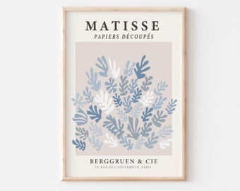 Matisse Cutouts Art Print, Sky Blue Abstract Wall Art, Exhibition Poster