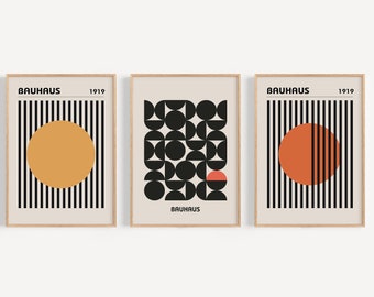 Bauhaus Print Set, Abstract Minimalist Wall Art (Digital Download)
