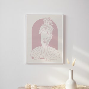 Birth of Venus Poster, Minimalist Line Art Danish Pastel Art Print ...