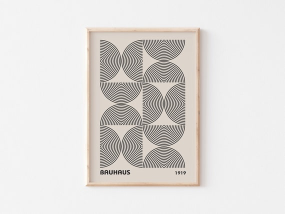 Bauhaus Print, Vintage Exhibition Poster, Beige and Black
