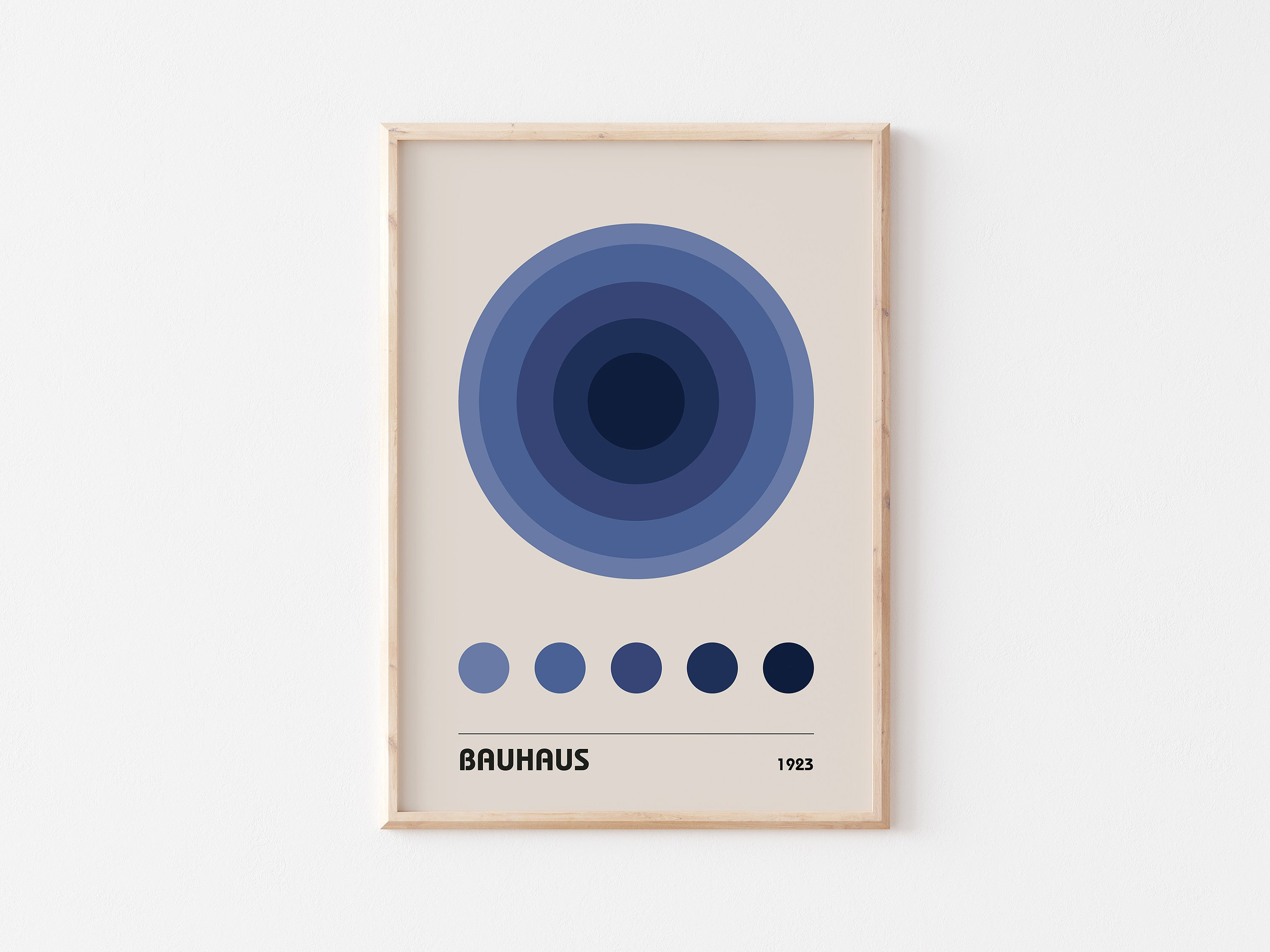 Bauhaus Poster, Vintage Exhibition Print, Printable Modern Wall Art, Colorful Geometric Wall Decor, Dark Blue Wall Decor