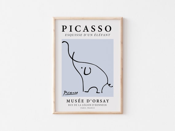Picasso Elephant Line Art Print, Museum Poster