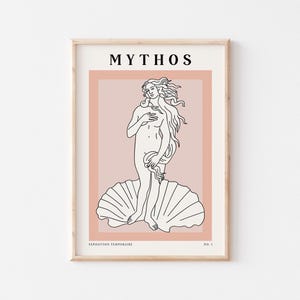 Greek Goddess Line Art Print, Minimalist Mythology Poster image 2