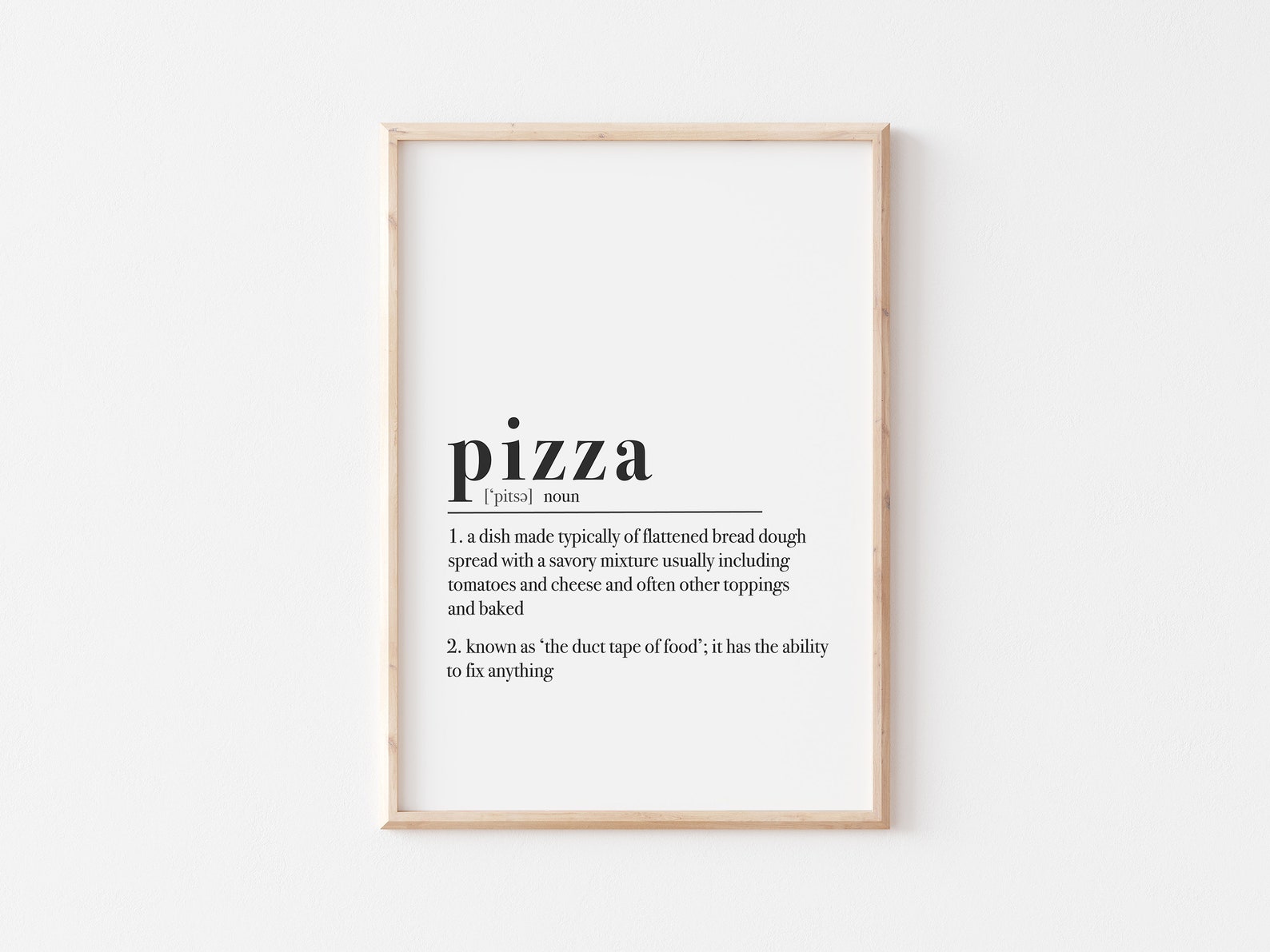 Pizza Definition Printable Dictionary Poster Kitchen Wall Etsy