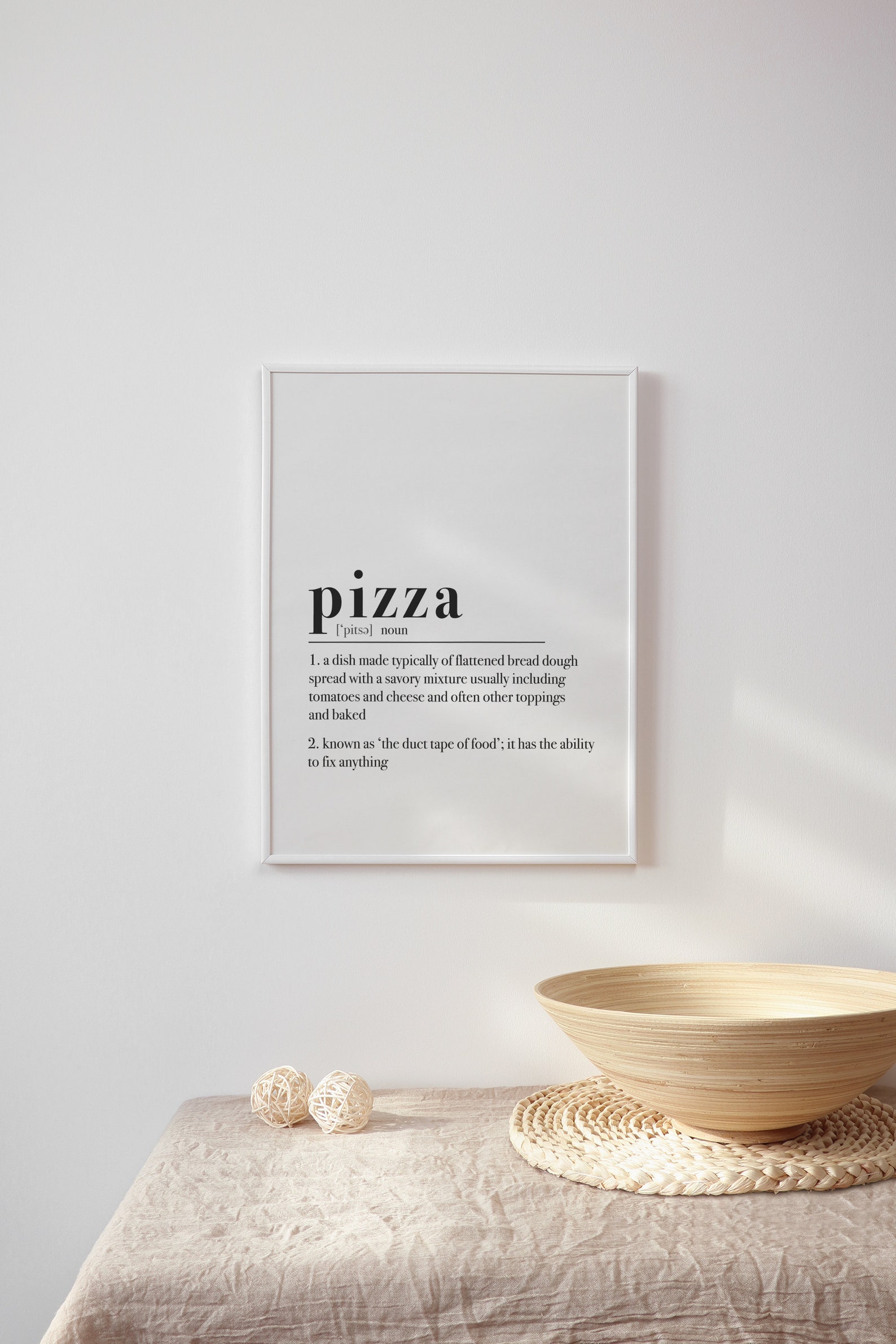 Pizza Definition Printable Dictionary Poster Kitchen Wall Etsy
