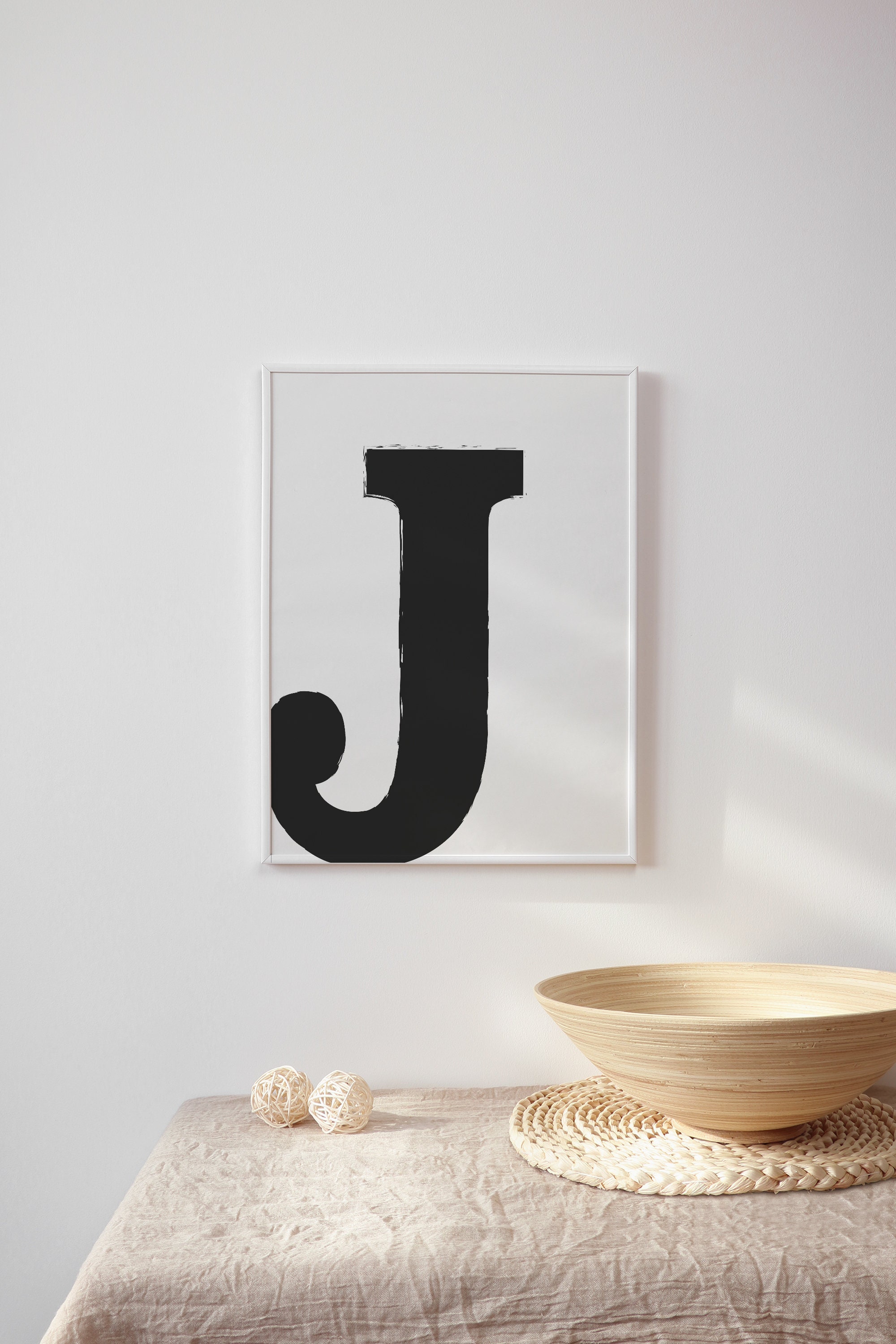 Letter J Initial Monogram Print Printable Wall Art Etsy