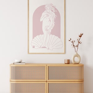 Birth of Venus Print, Minimalist Line Art, Pink Greek Goddess Poster - Etsy