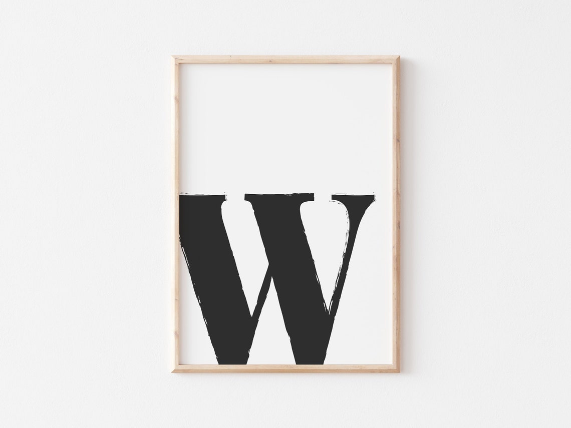 Letter W Initial Monogram Print Printable Wall Art | Etsy