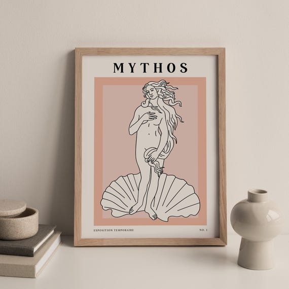 Greek Goddess Line Art Print, Minimalist Mythology Poster