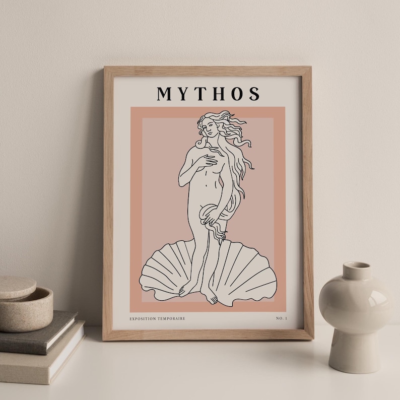 Greek Goddess Line Art Print, Minimalist Mythology Poster image 1