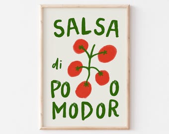 Salsa di Pomodoro Print, Italian Kitchen Poster, Retro Tomato Art (Digital Download)
