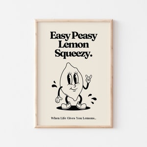 Easy Peasy Lemon Squeezy Printable, Retro Cartoon Character Digital ...