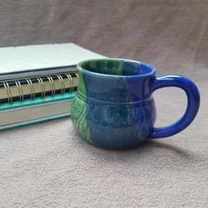 Green and Blue Ceramic Chattered Mug