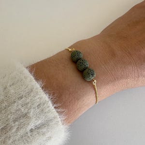 18K Gold-Plated Lava Stone Jewelry Set – Minimalist Bracelet & Necklace | Volcanic Stone Aromatherapy Gift for Her