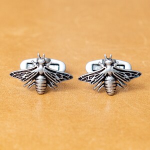 Boutons De Manchette Homme Abeille En Cristal Strass - Laiton Plaqué Or, 22x18 Mm - Cadeau Mariage, Smoking