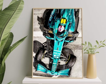 Aston Martin AMR22, Sebastian Vettel, F1, Formula-1, F1 Posters, F1 Art, Formula 1 Wall Art, Gifts for Him, Motorsport, Vettel drawing, Art