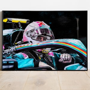 Sebastian Vettel, 2021 Formel-1 Aston Martin Zeichnung F1, Formel-1, F1 Poster, F1 Art, Formel 1 Wandkunst, Gifta for Him, Motorsport