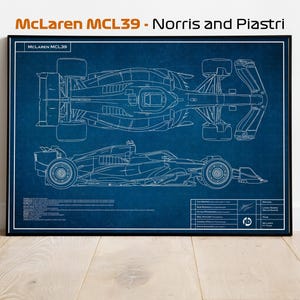 MCL39 McLaren F1 Technical Blueprint – Norris and Piastri | KDDrawings | Formula 1 Blueprint Art | A4–A1 Paper, Canvas & Digital