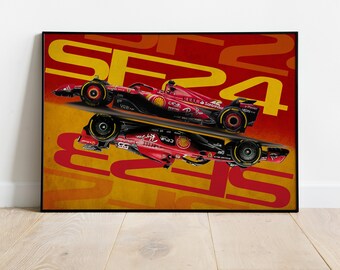 Scuderia Ferrari SF24 & SF23 Poster, Formula 1 Art