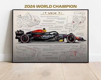 Max Verstappen 2024 Champion, RB20 Red Bull Racing, Verstappen, Formula-1, F1 Posters, F1 Art, Formula 1 Wall Art, Gifts for Him,