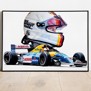 Sebastian Vettel, 2022 Williams FW14B drawing poster F1, Formula-1, F1 Posters, F1 Art, Formula 1 Wall Art, Gifts for Him, Motorsport, Art