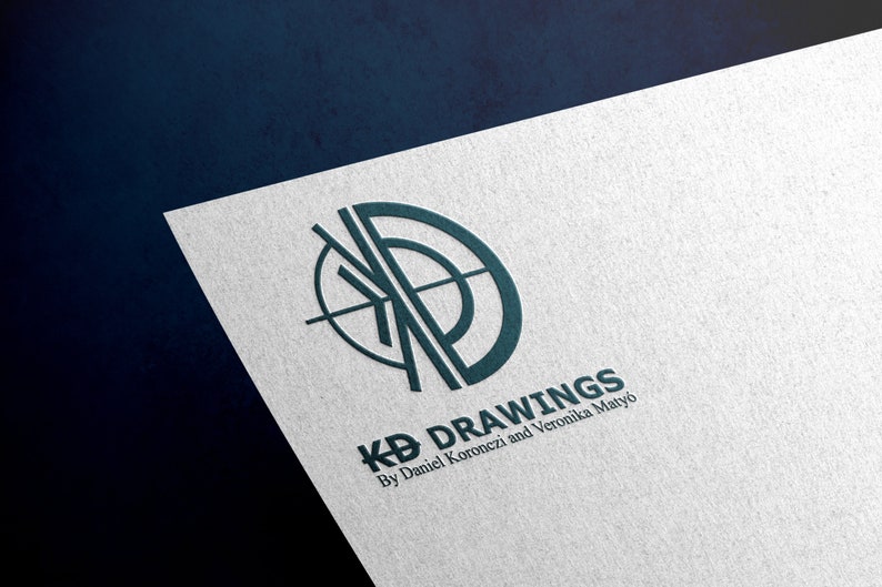 May include: A logo for KD Drawings, a design company by Daniel Koronczi and Veronika Maty&oacute;. The logo features a stylized compass with a black and white design on a white background.