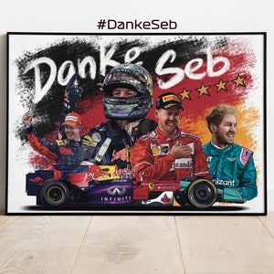 SEBASTIAN VETTEL tribute drawing, Ferrari, Red Bull Racing, F1, Formula-1, F1 Posters, F1 Art, Formula 1 Wall Art, Gifts for Him, Motorsport