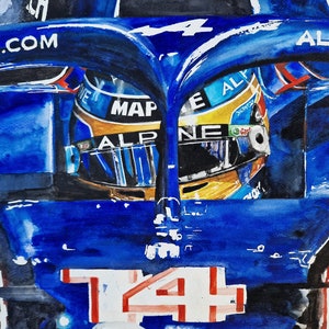 Peinture originale de Fernando Alonso, Alpine, Renault F1 team, F1, Formule-1, Affiches F1, F1 Art, Formule 1 Wall Art, Cadeaux pour lui, Motorsport