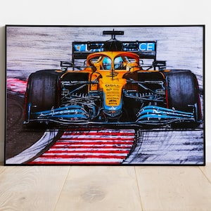 Daniel Ricciardo, 2021, Hungaroring, Formel-1 McLaren Zeichnung Poster, F1 Wandkunst, F1 Erinnerungsstücke, F1 Geschenk, F1 Dekoration, Geschenk für ihn