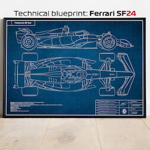 SF-24 Scuderia Ferrari technical blueprint, Leclerc Sainz, F1, Formula-1, F1 Posters, F1 Art, Formula 1 Wall Art, Gifts for Him, Motorsport